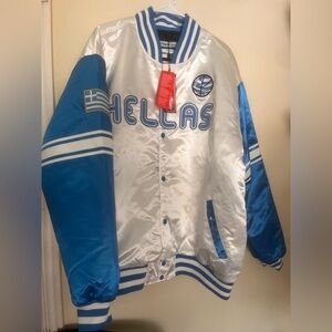 giannis antetokounmpo hellas  satin jacket varsity headgear classics 4x overseas